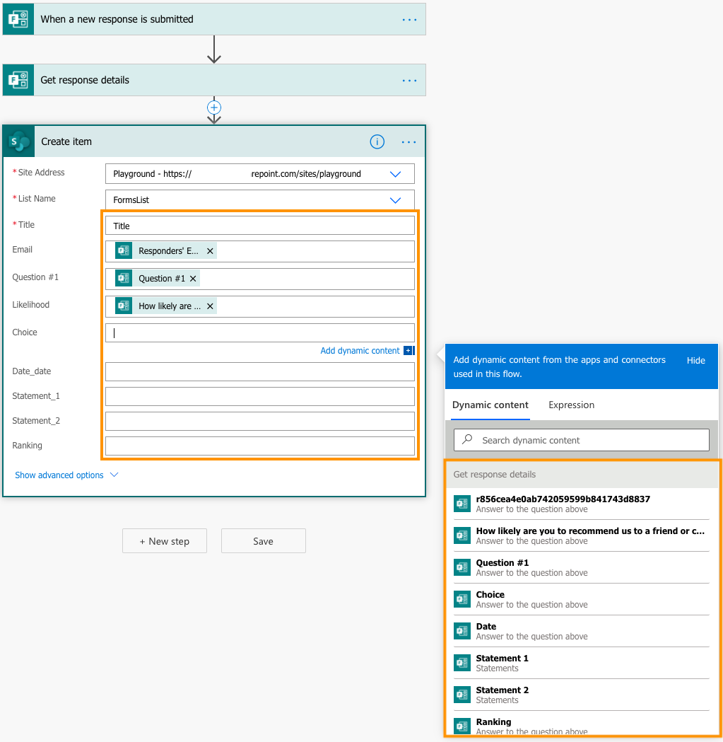 How To Store Input From MS Forms Form Into SharePoint List