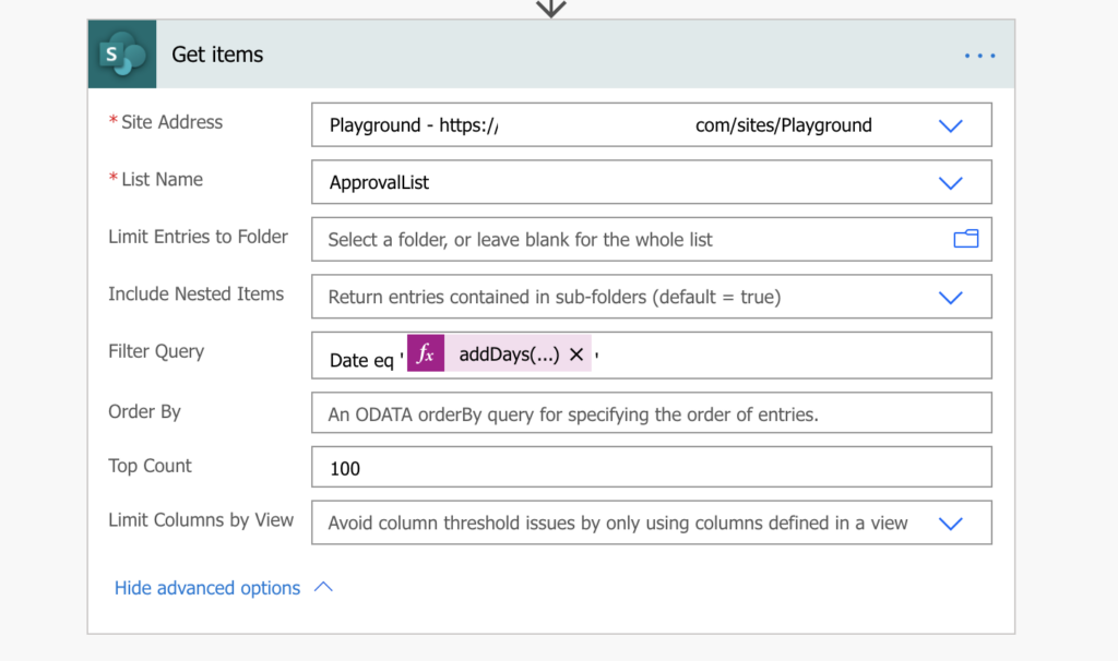 Get items based on Date column