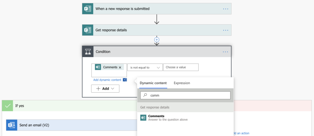 If Forms optional field has value send an email