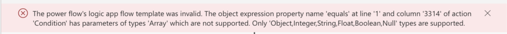 Power Automate empty array condition error