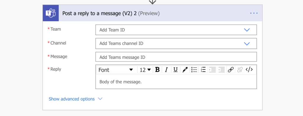 power automate post a reply to a teams message