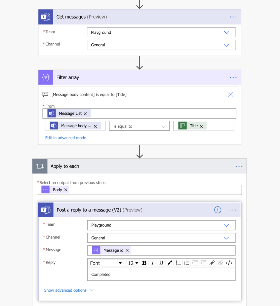 power automate reply to teams message