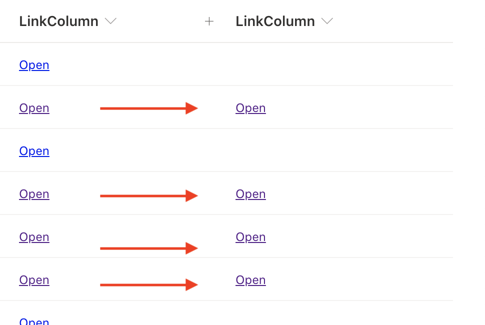 sharepoint hide json hyperlink column with no hyperlink