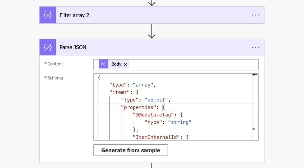 Power Automate Parse Json Types