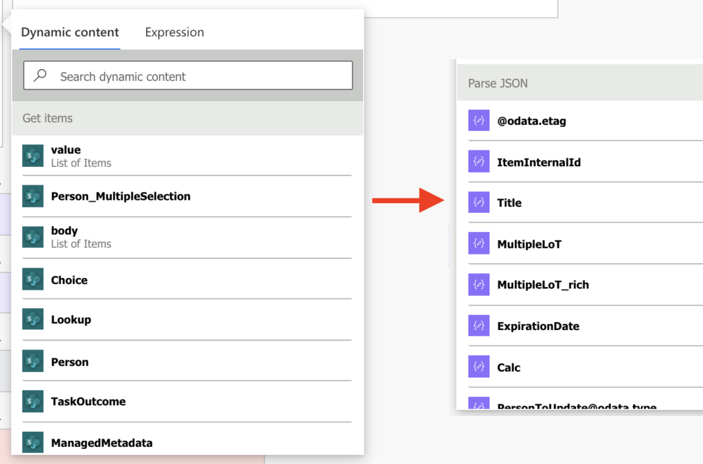 Power Automate filter array dynamic content