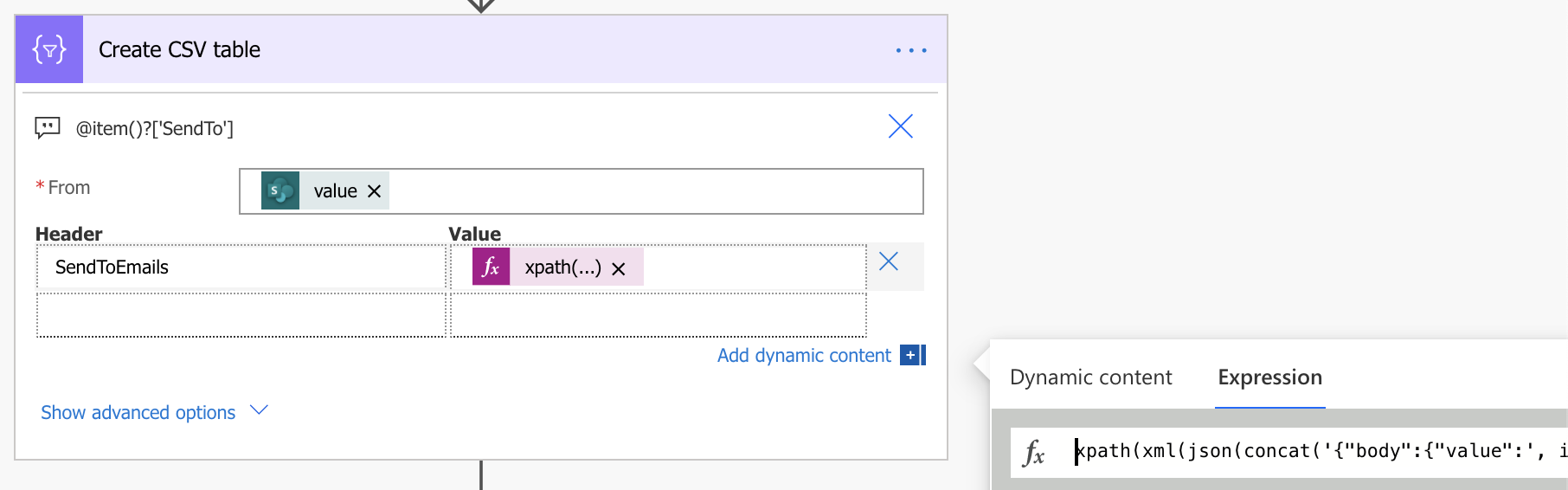 Export multiple Person or Group column into .csv table in Power Automate