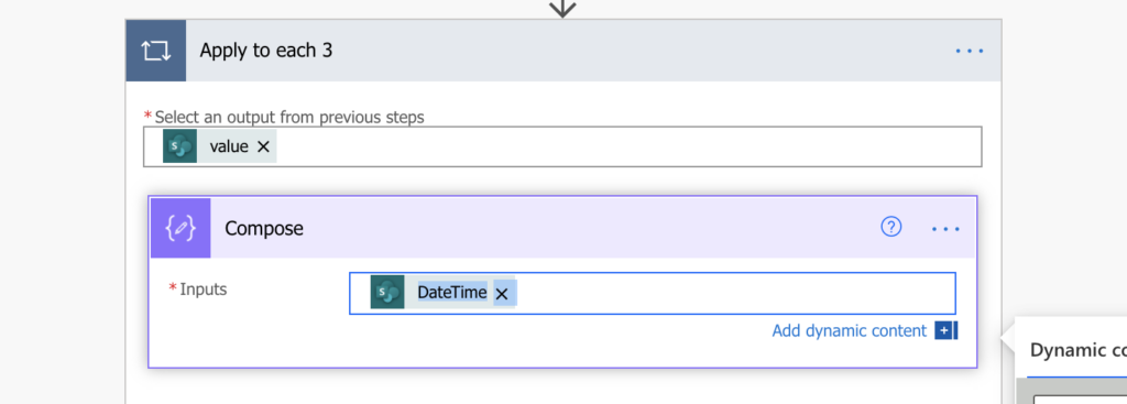 Power Automate get sharepoint column dynamic content