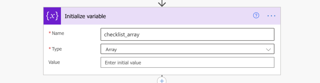 Initialize array variable