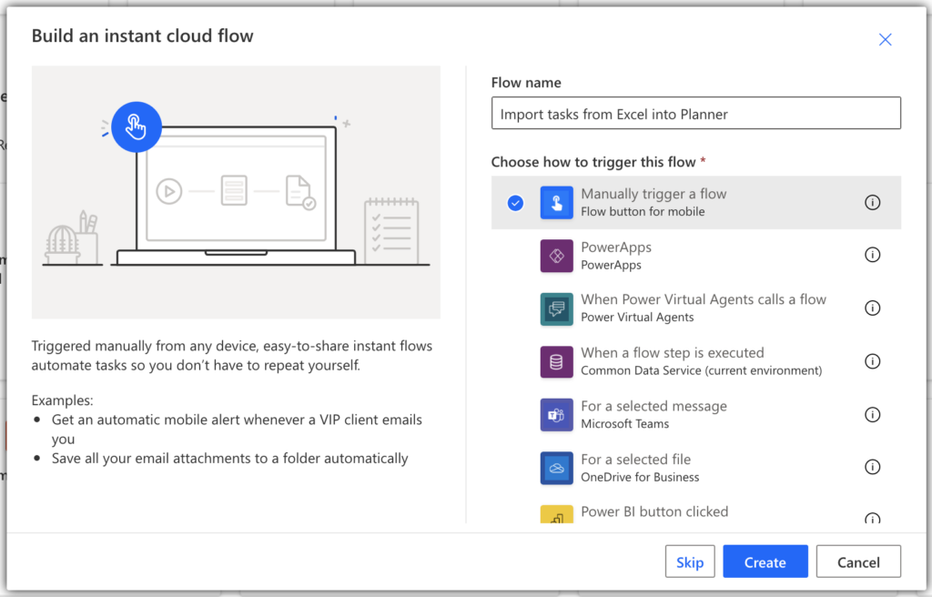 power automate excel to planner