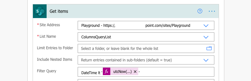 Power Automate filter date only column