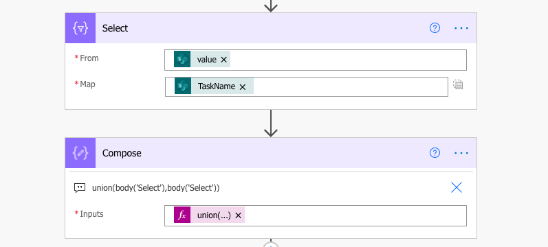 Power Automate get unique Planner task names from SharePoint