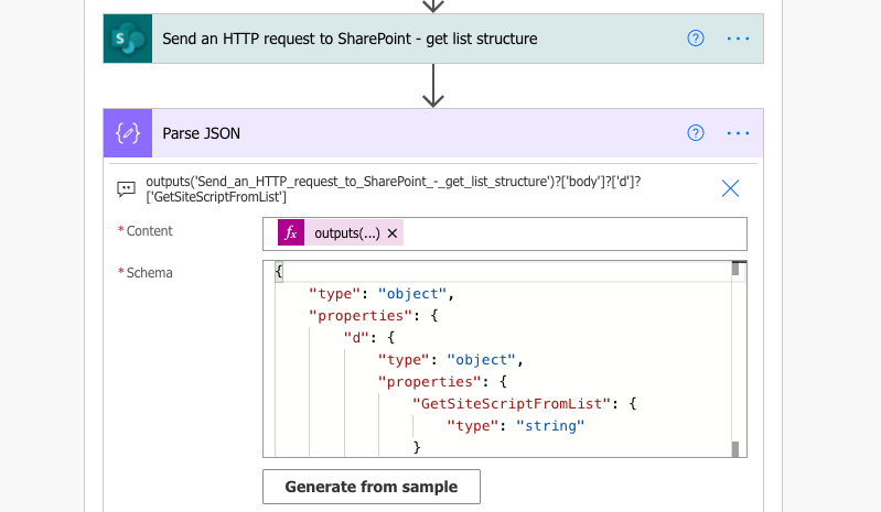 Power Automate parse SharePoint list schema