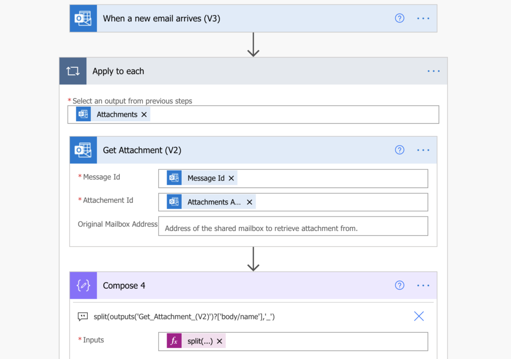 Power Automate split file name