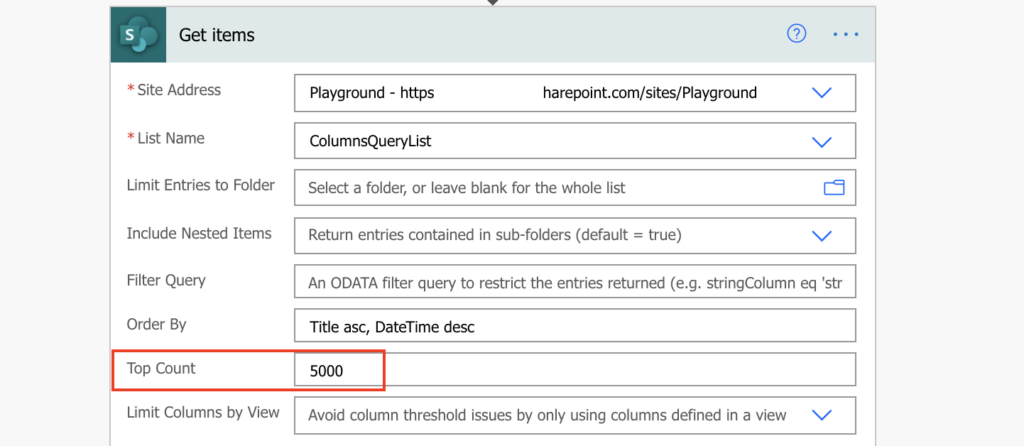 Power Automate Get items 100 limit