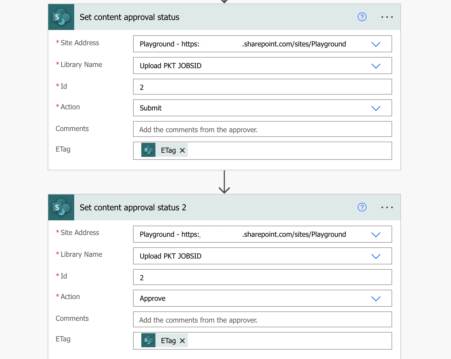 How to set content approval status with power automate