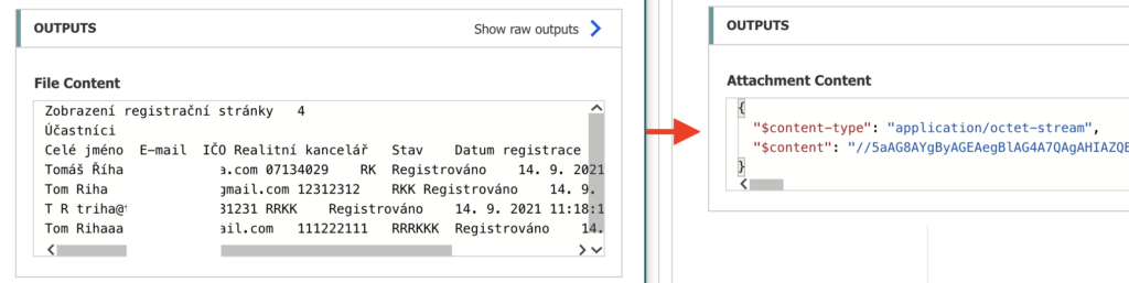 Power Automate csv item attachment