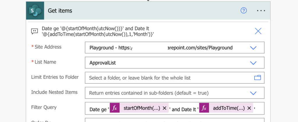 Power Automate filter date month