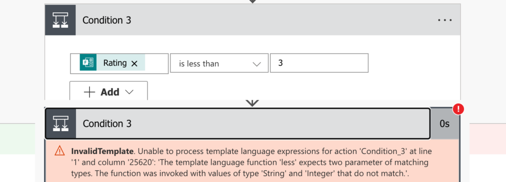 Power Automate Forms number condition