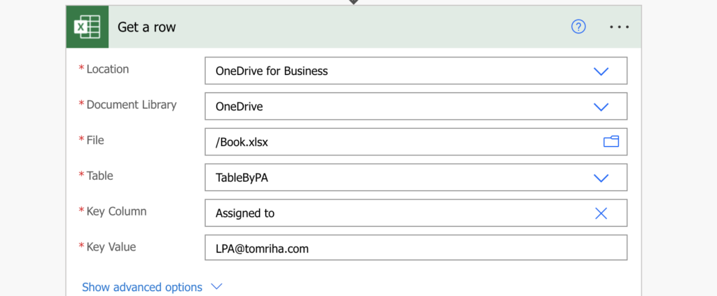 How to get selected Excel row s in a Power Automate flow