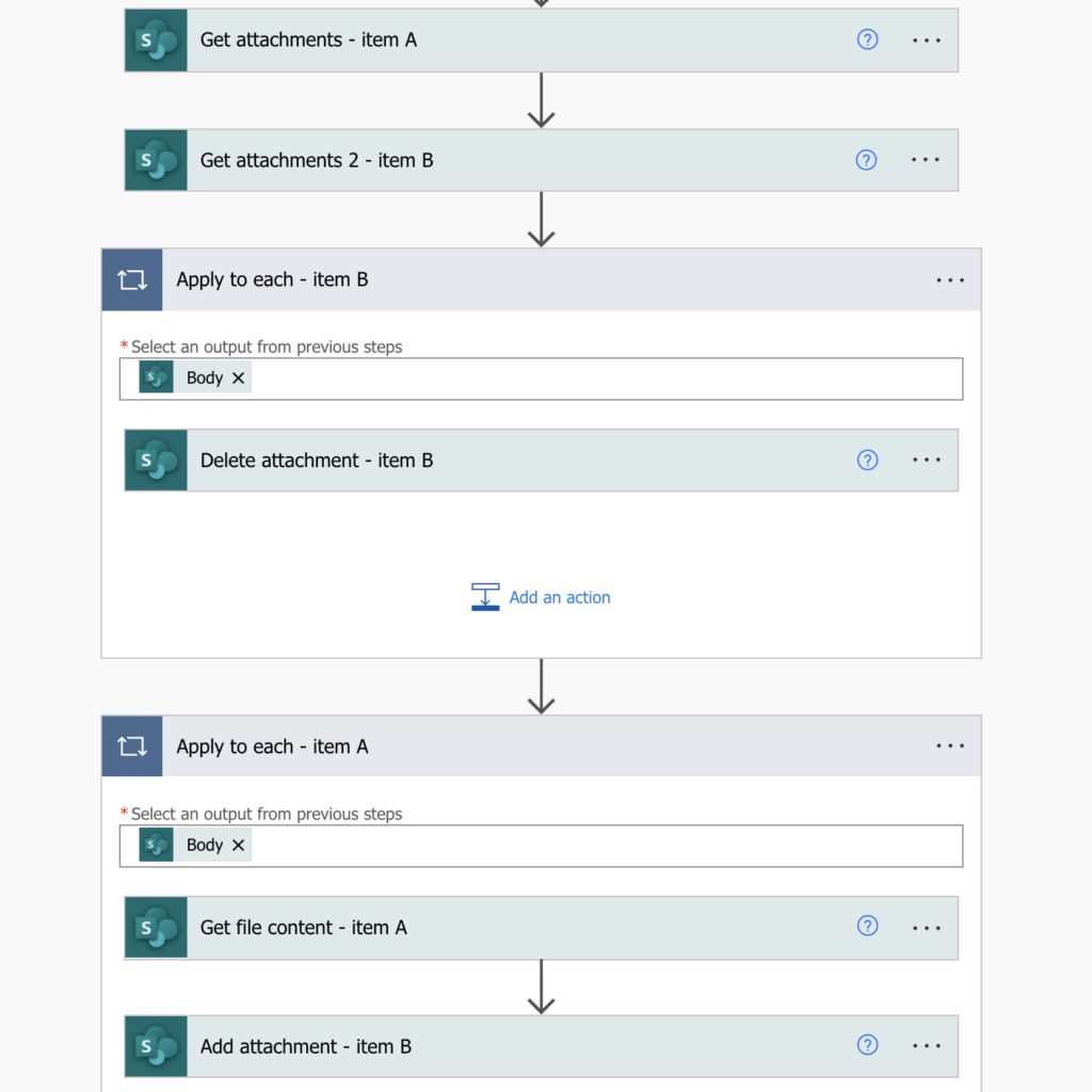 Power Automate update item attachment