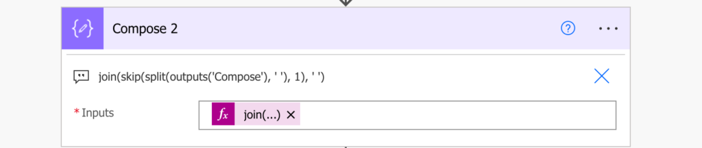 Power Automate split string first space