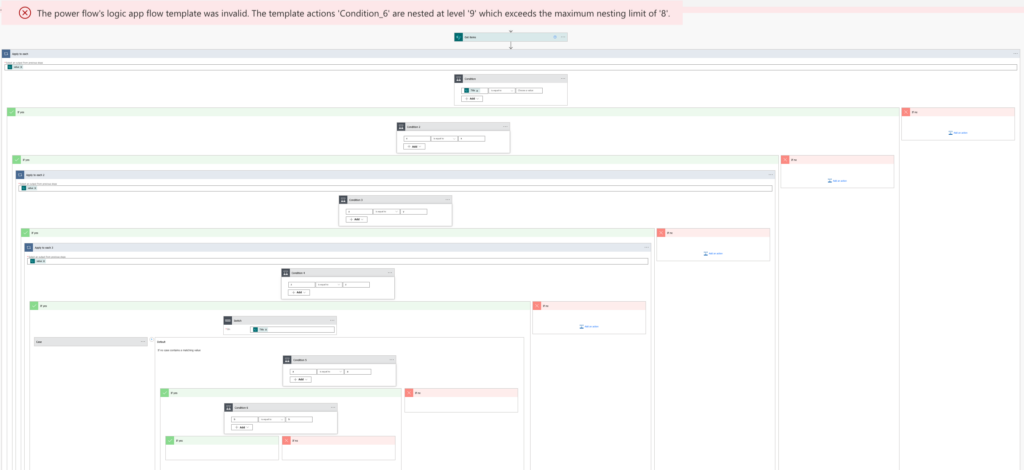 Power Automate nesting limit error