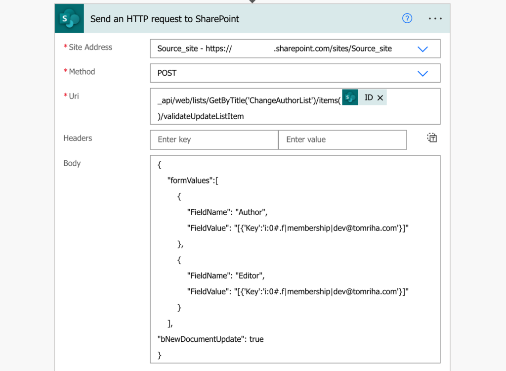 Power Automate SharePoint change author