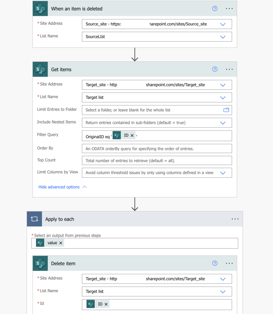 Power Automate SharePoint list synchronise