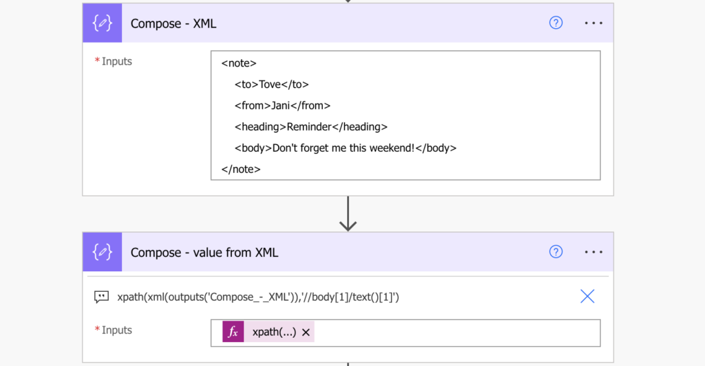 Power Automate extract value xml