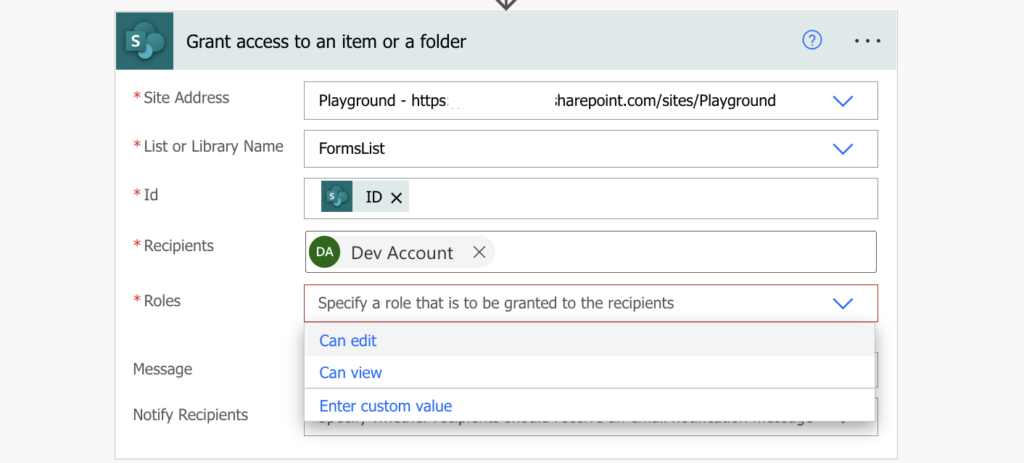 Power Automate custom SharePoint permission