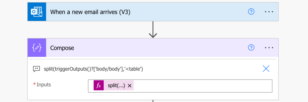 Power Automate parse email table