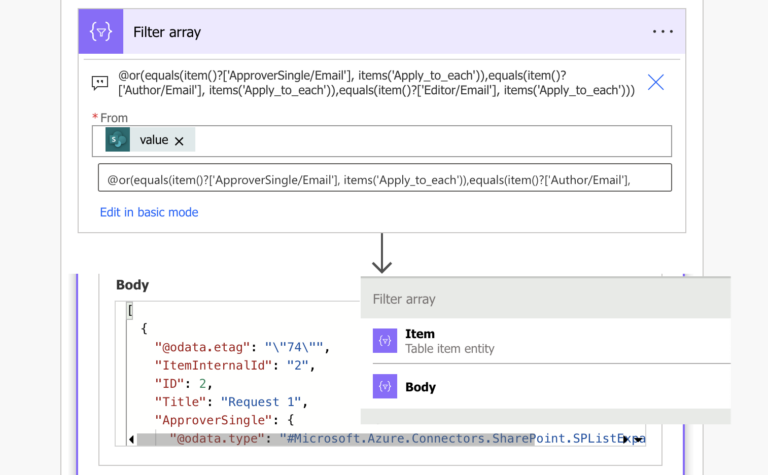 access-sharepoint-columns-after-filter-array-in-power-automate