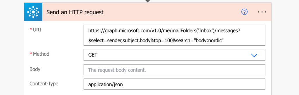 Power Automate search email text
