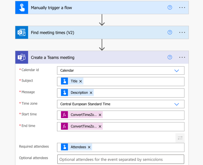 How to schedule Teams meeting with Power Automate flow