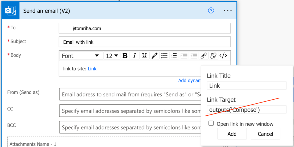 Use Dynamic Hyperlink In An Email Sent By Power Automate