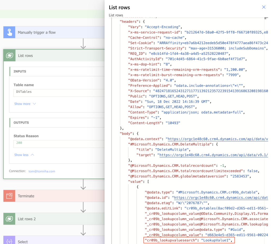 Power Automate Filter Query column exist