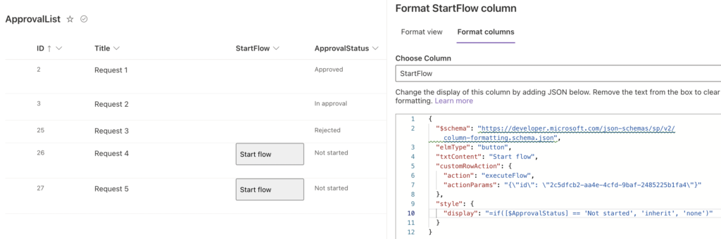 Power Automate hide button flow started