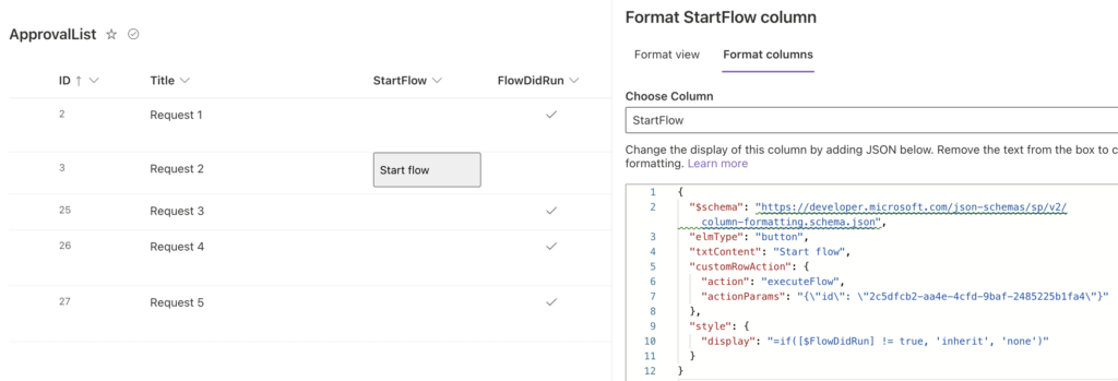 Power Automate hide button flow started