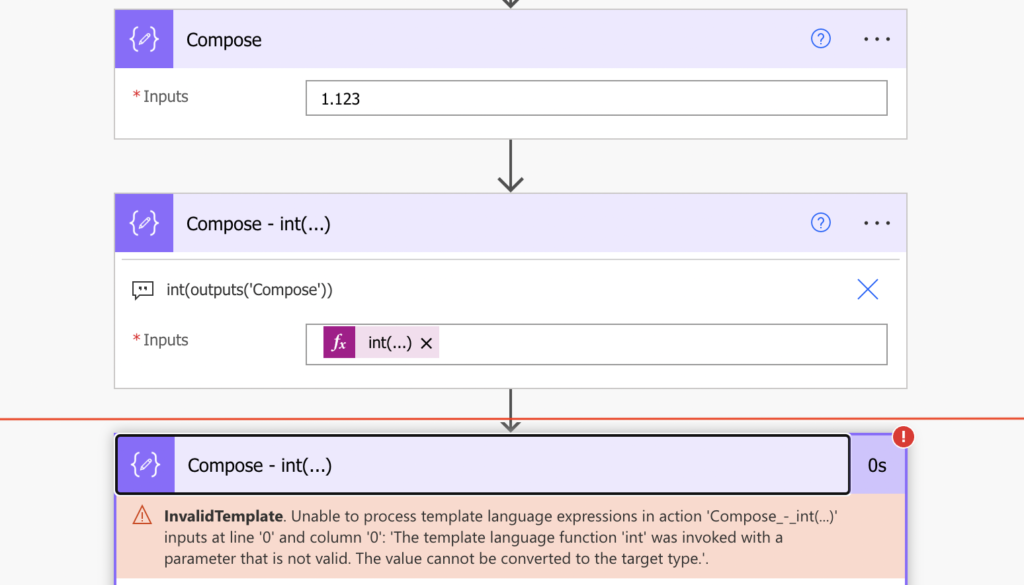 Power Automate condition false numbers