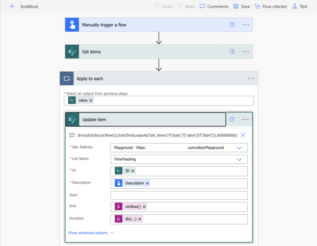 Power Automate time tracking