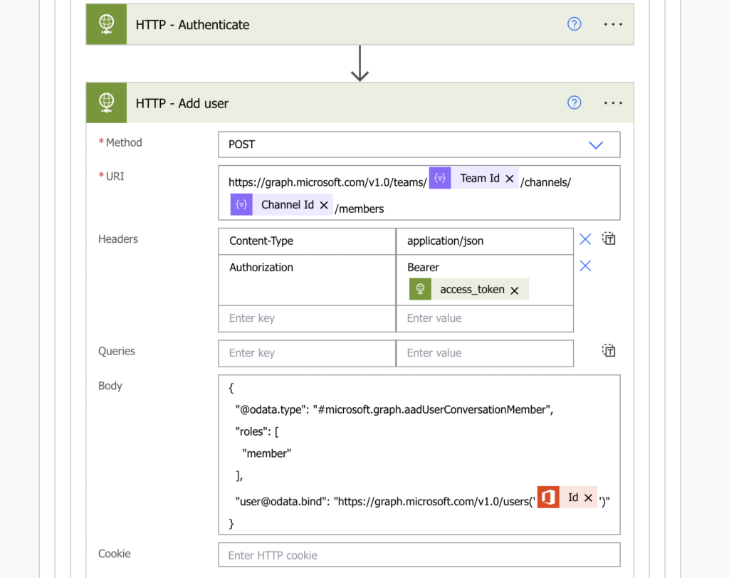 Power Automate authenticate azure app