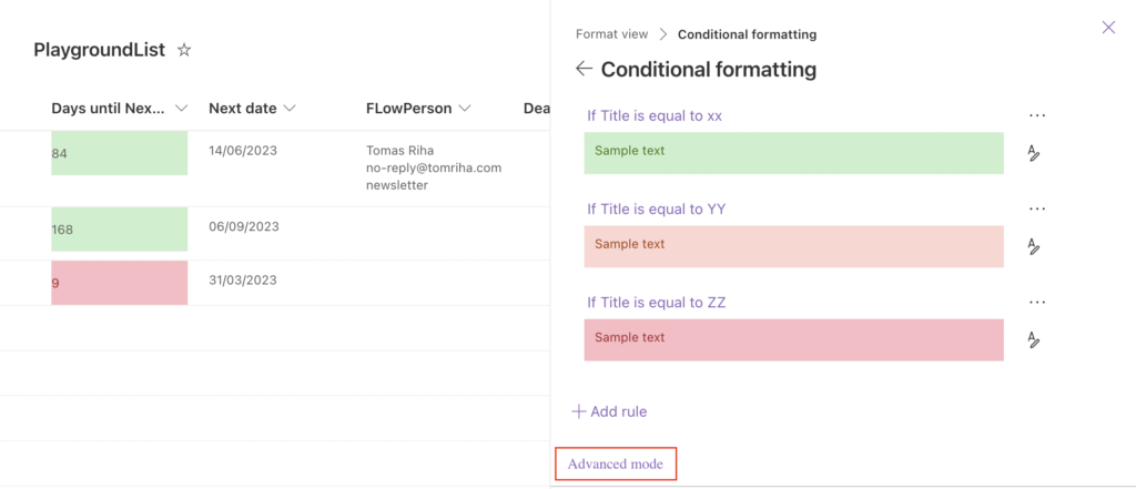 SharePoint highlight row calculated date