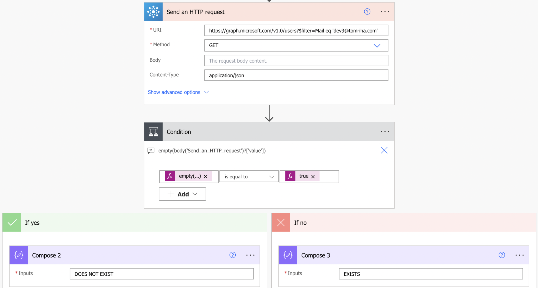 How to check if user exists with Power Automate