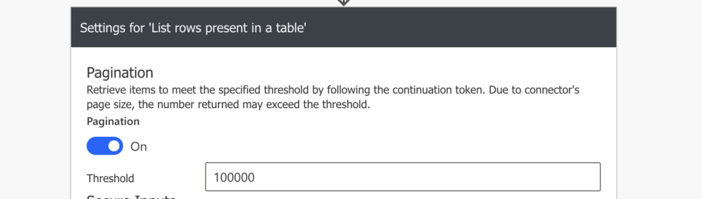 Power Automate Excel 256 rows