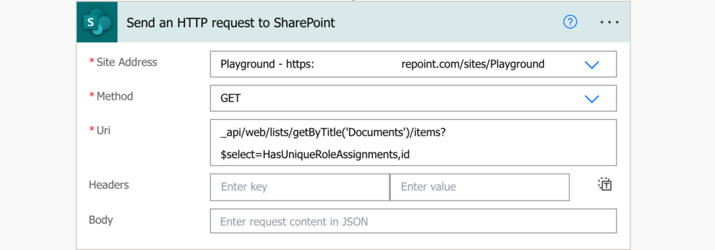 Power Automate documents unique permissions