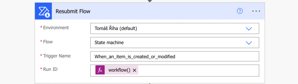 Power Automate Trigger Name resubmit flow
