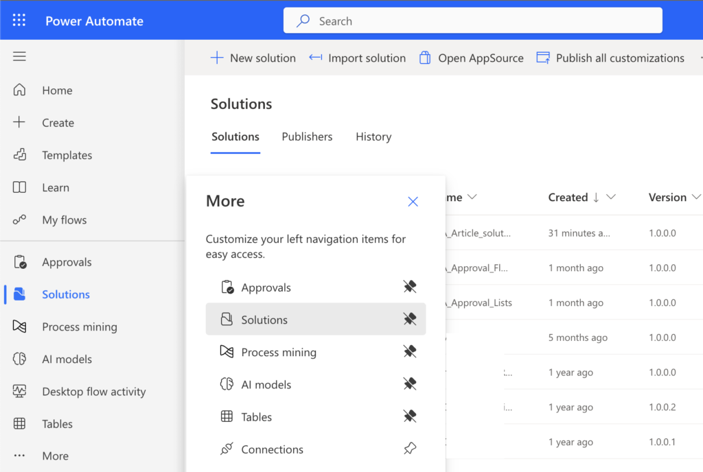 Power Automate organise flows