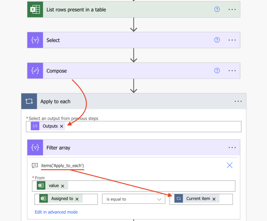 Send users single email with multiple Excel rows (Power Automate)