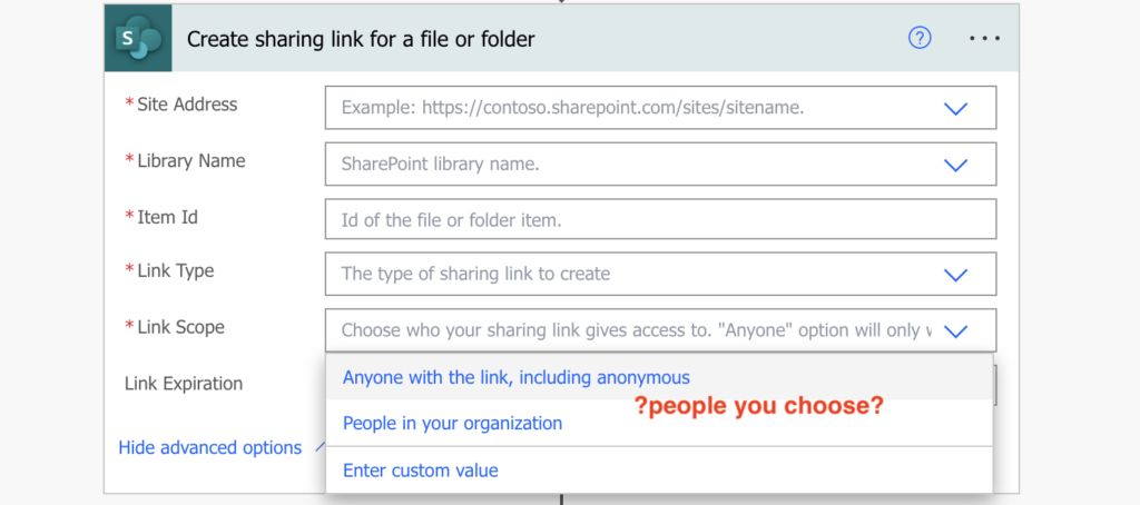 Power Automate file share external email