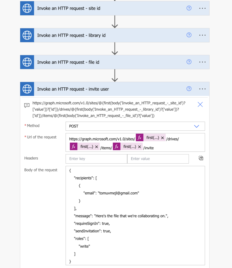 Power Automate file share external email